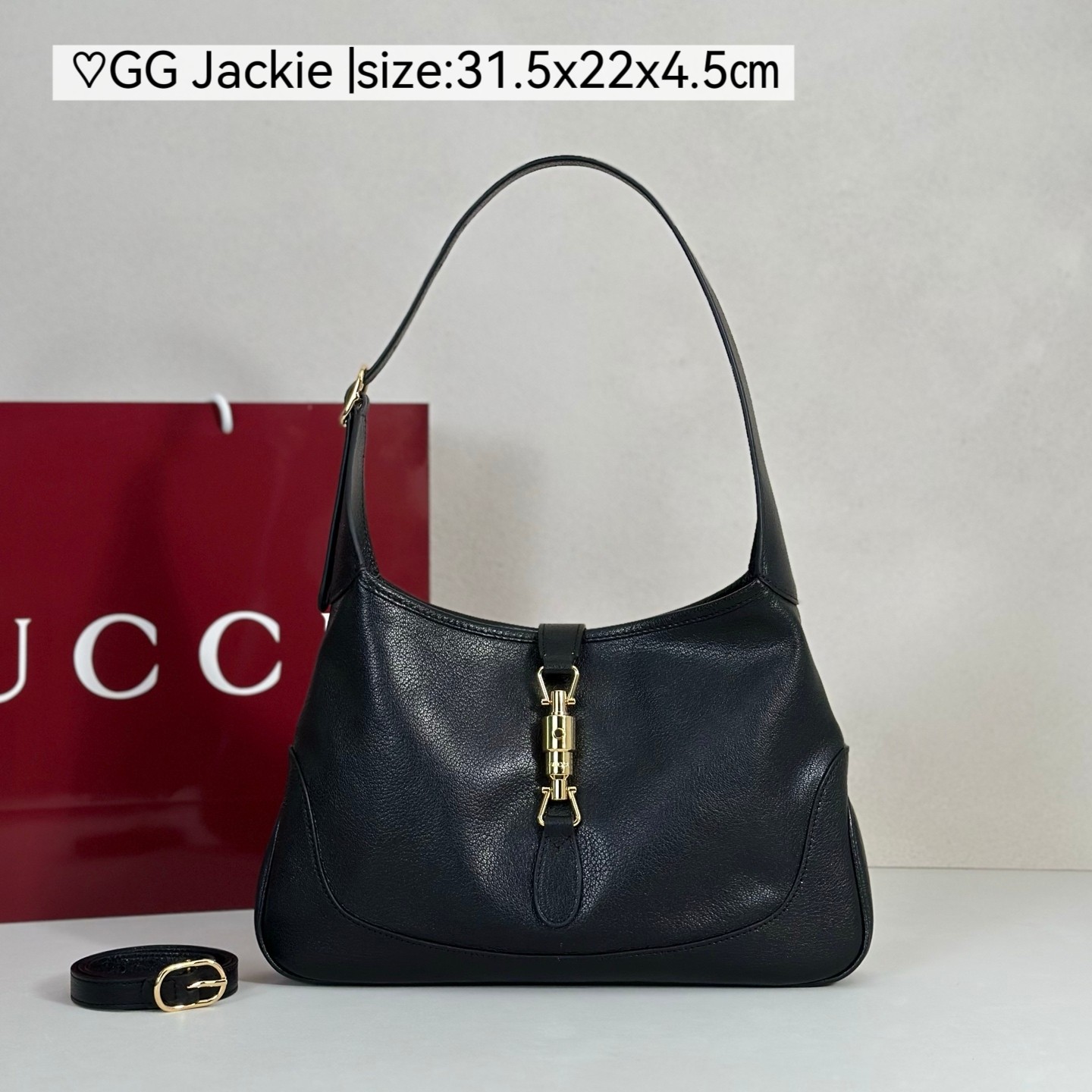 グッチ スーパーコピー 届く ジャッキー1961 ショルダーバッグ ブラック レザー調 ゴールド金具 863136_5
