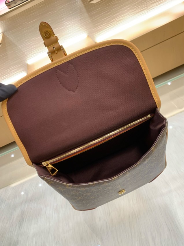 ルイヴィトン コピー モノグラム ミニバックパック ブラウン ヌメ革風切替 ダブルハンドル フラップ式 M29631_7