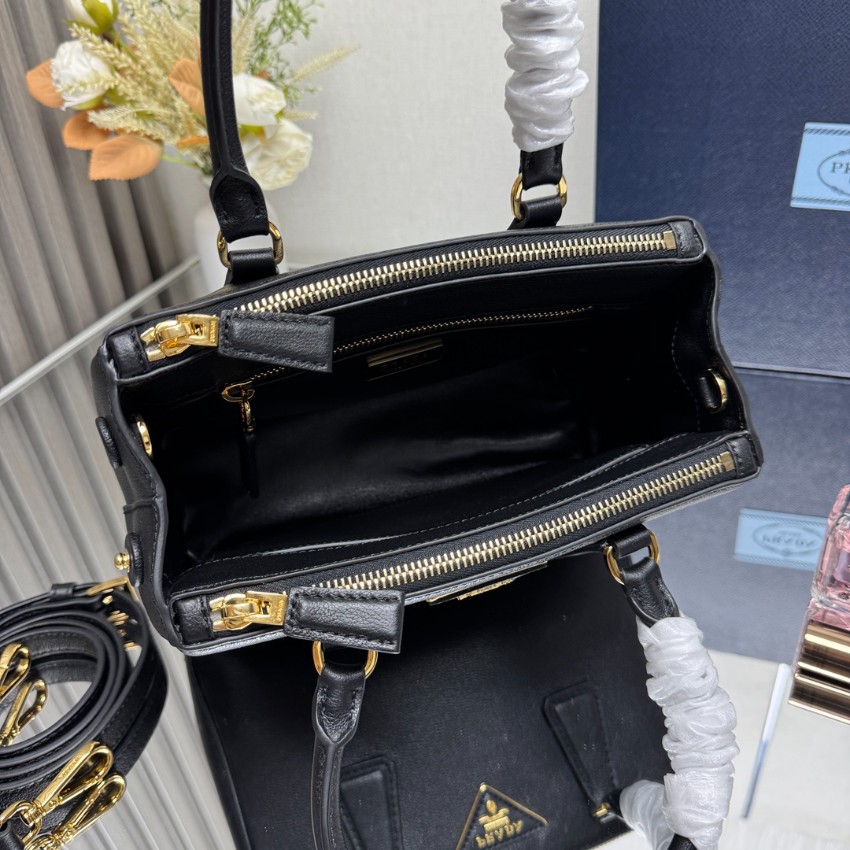 プラダ 並行輸入品 ガレリア ミニハンドバッグ ブラック シボ革調 ゴールド金具 2WAY シンプル上品デザイン 1BA896_7