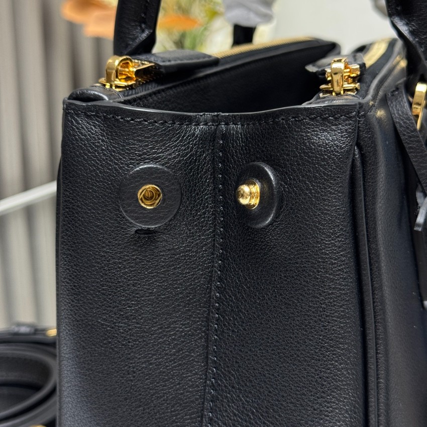 プラダ 並行輸入品 ガレリア ミニハンドバッグ ブラック シボ革調 ゴールド金具 2WAY シンプル上品デザイン 1BA896_5