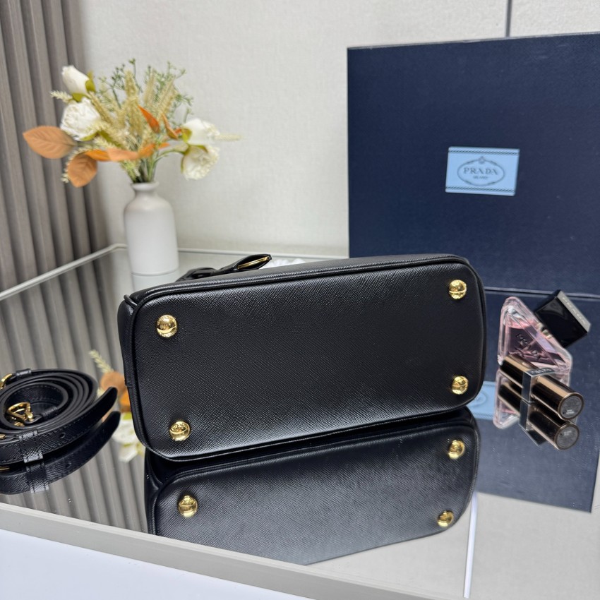 プラダ n級品 ガレリア ミニハンドバッグ ブラック サフィアーノ調 型押しレザー 2WAY ゴールド金具 上品 1BA896_7