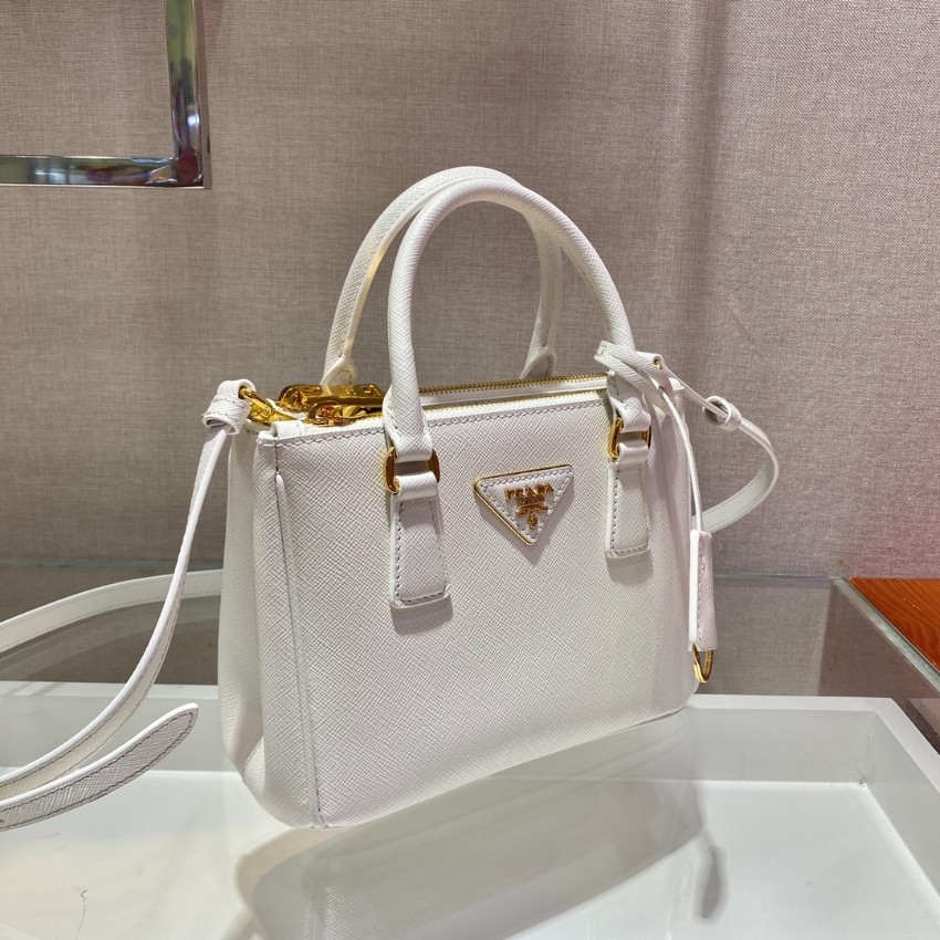 プラダ スーパーコピー 届く ガレリア コンパクトバッグ ホワイト サフィアーノ調 型押し 2WAY ゴールド金具 1BA906_5