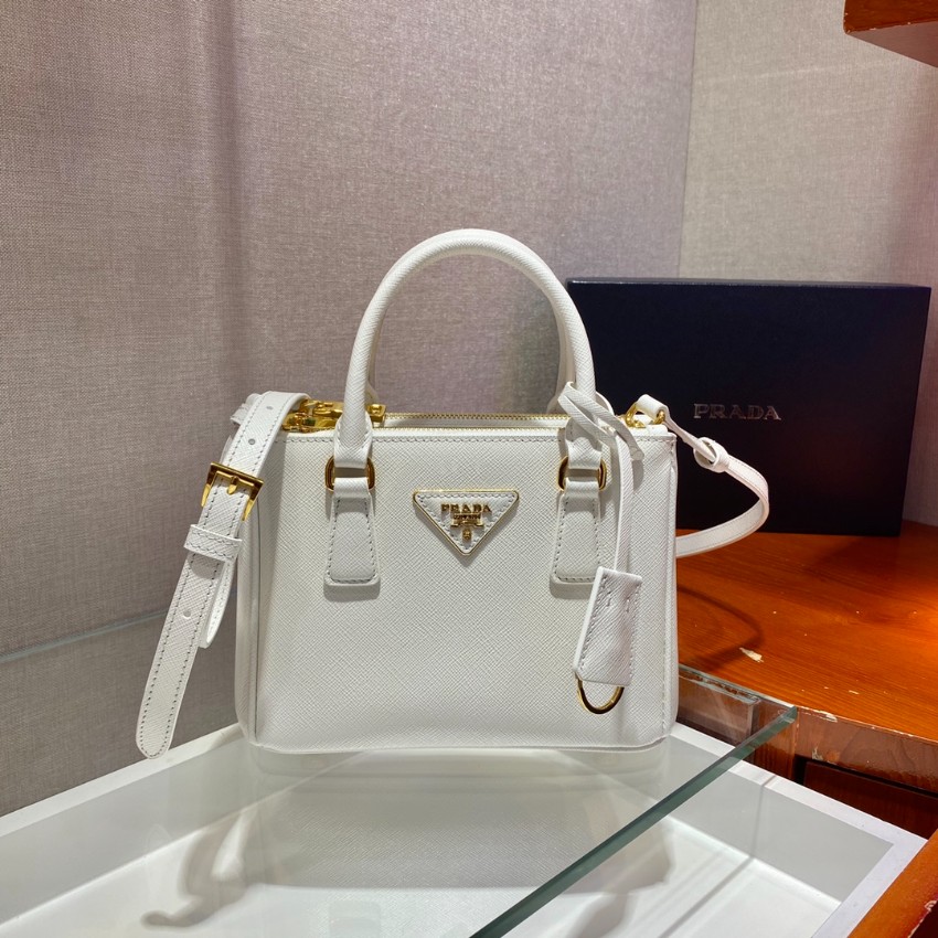 プラダ スーパーコピー 届く ガレリア コンパクトバッグ ホワイト サフィアーノ調 型押し 2WAY ゴールド金具 1BA906_8