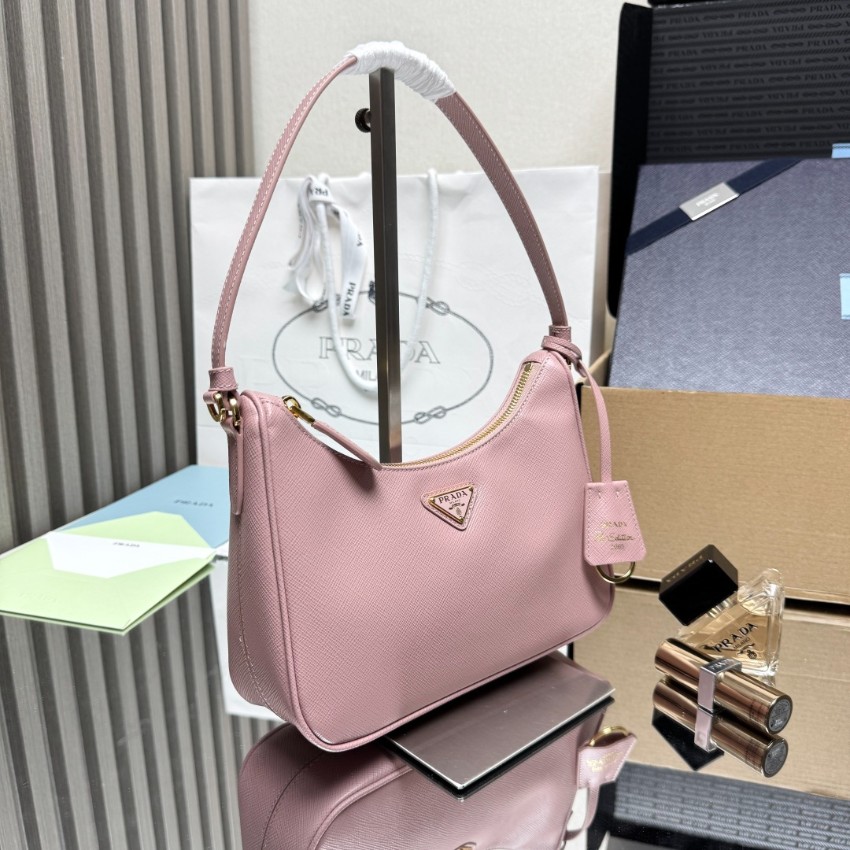 プラダ スーパーコピー リエディション2005 ショルダーバッグ ピンク 上品な曲線美 ゴールド金具 1N204W_4