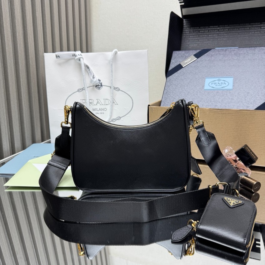 プラダ n級品 リエディション2005 ショルダーバッグ ブラック ゴールドチェーン ポーチ付き 上品な2WAY仕様 1BH204_8