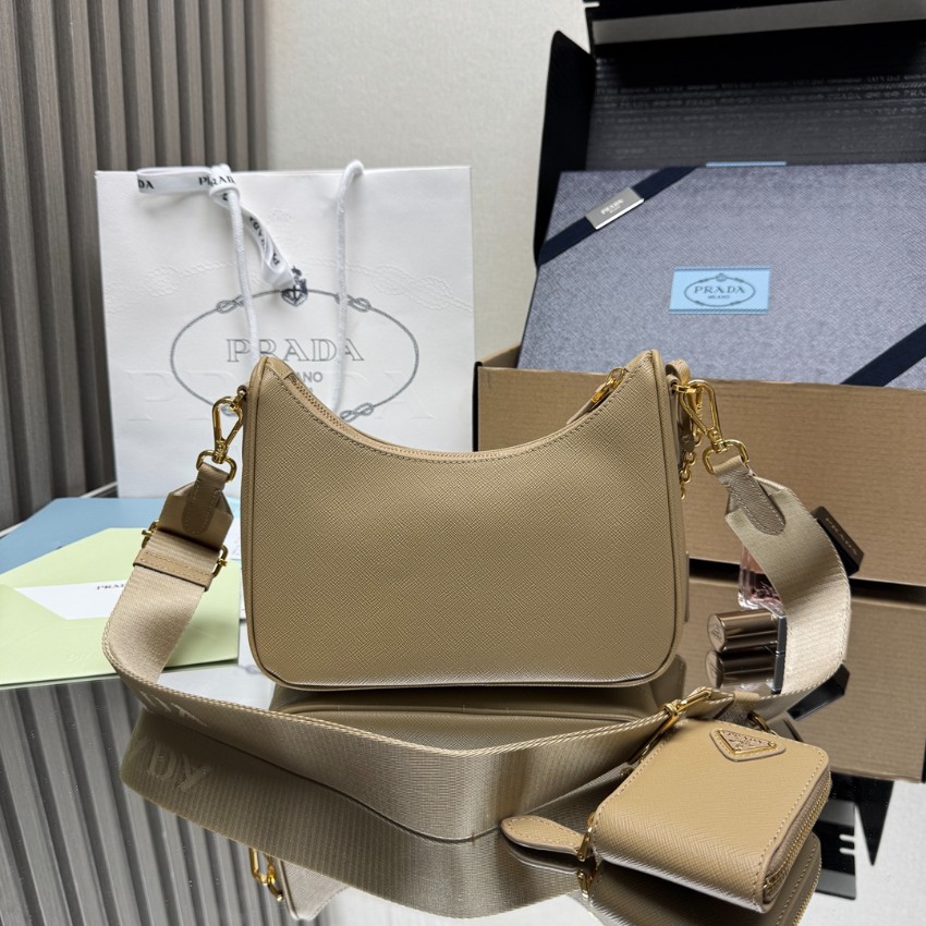 プラダ 並行輸入品 リエディション2005 ショルダーバッグ ベージュ ゴールドチェーン ポーチ付き上品な2WAY仕様 1BH204_6