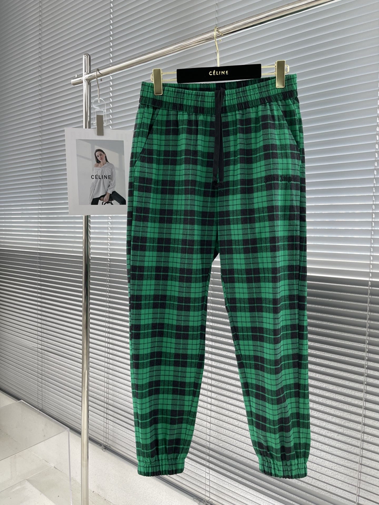 パームエンジェルス スウェットパンツ 緑 チェックのスラックス 快適性 正規品 22年秋冬新作 男女兼用