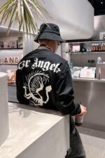パームエンジェルス パーカー 限定 ブラック カジュアルファッション 丸襟の長袖パーカー 男女兼用