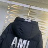 【AMI PARISアミ・パリ】AMI DE COEUR 激安新作ブラック ポリエステルタフタ ライトダウンコート