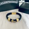 クロムハーツ コピー Chrome hearts レザーロープ クロス ブレスレット バングル 本革 22k