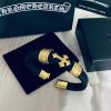 クロムハーツ コピー Chrome hearts レザーロープ クロス ブレスレット バングル 本革 22k