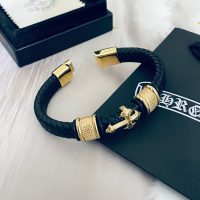 クロムハーツ コピー Chrome hearts レザーロープ クロス ブレスレット バングル 本革 22k