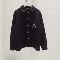 Mastermind JAPAN（マスターマインドジャパン）芸能人 激安通販 サイドジップ フランネルシャツ 刺繍/BLACK シャツジャケット