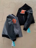 韓国 オフ ホワイト 安いn級秋冬新作ウール皮革ベースボールジャージ