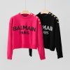 BALMAIN（バルマン）激安販売芸能人 ウィメンズ クロップド丈 ニットウェア ロゴ セーター