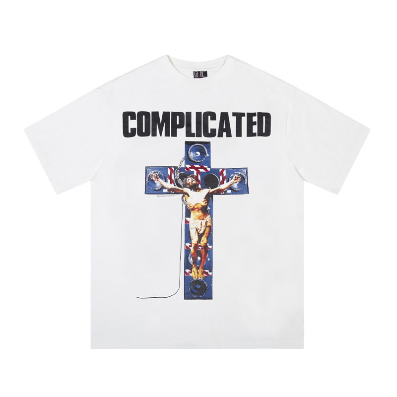 saint michael（セント マイケル）スーパーコピー 快適 コットン 綿製大きいサイズ Tシャツwhite-style1L