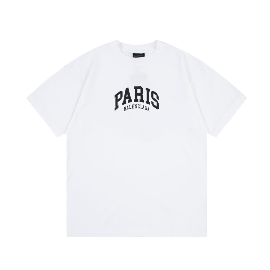 BALENCIAGA偽物ブラックプリント 男女兼用半袖Tシャツ激安通販