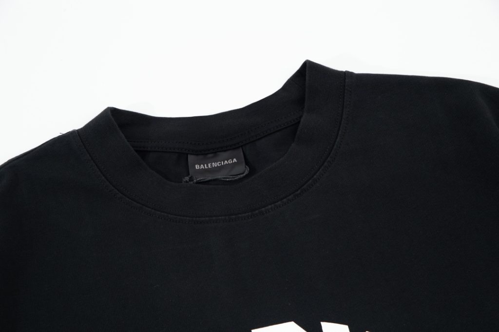 BALENCIAGA偽物ブラックプリント 男女兼用半袖Tシャツ激安通販