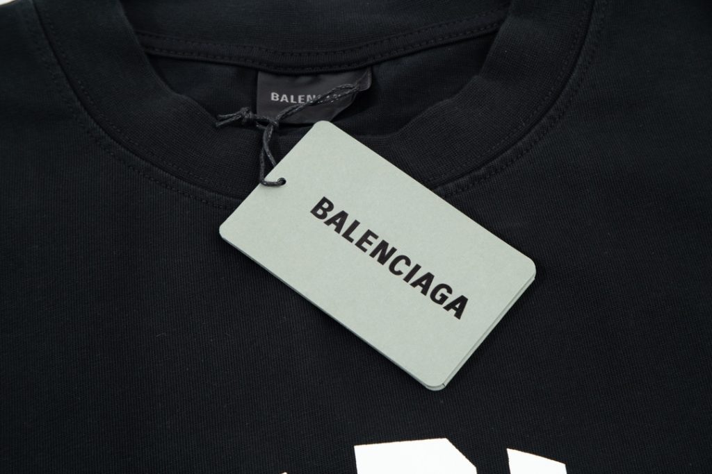 BALENCIAGA偽物ブラックプリント 男女兼用半袖Tシャツ激安通販