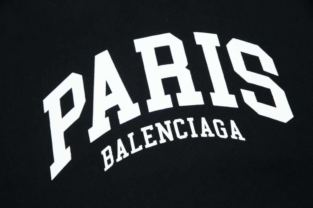 BALENCIAGA偽物ブラックプリント 男女兼用半袖Tシャツ激安通販