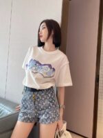 LOUIS VUITTON(ルイヴィトン)偽物キノコのパターン刺繍カジュアルな半袖男女兼用激安通販