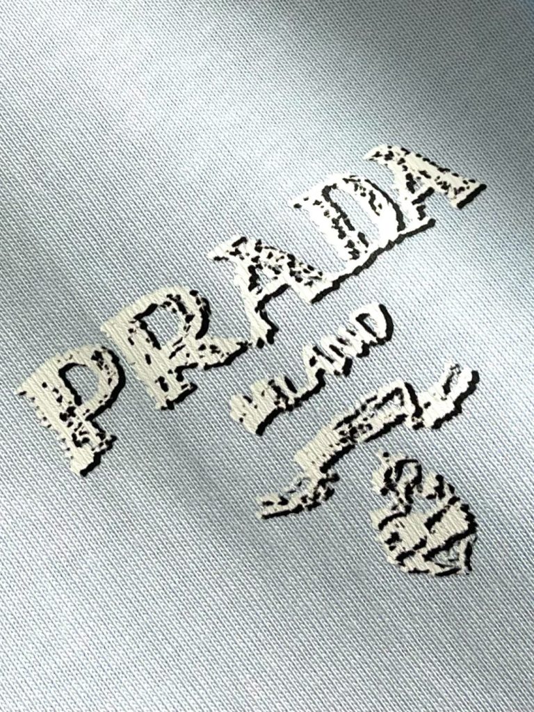 PRADA(プラダ )プリントロゴ男女兼用ラウンドネック半袖スーパーコピー