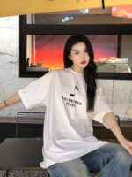 BALENCIAGA(バレンシアガ)音楽祭プリントカップルモデル半袖Tシャツスーパーコピー