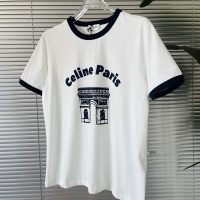 CELINE(セリーヌ)2024春夏新作コントラストカラーの万能半袖Tシャツコピー