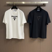 PRADA(プラダ)2024春アルファベットロゲ刺繍ラウンドネック半袖 Tシャツスーパーコピー