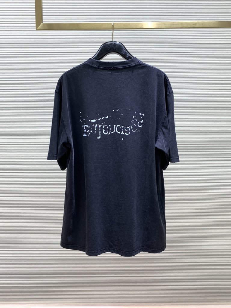 BALENCIAGA(バレンシアガ) 偽物 定番海波logoプリントカジュアル半袖Tシャツ 激安通販