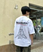 BALENCIAGA(バレンシアガ)偽物バレンシアガ最新鉄塔の波プリントレジャー半袖Ｔシャツ激安通販