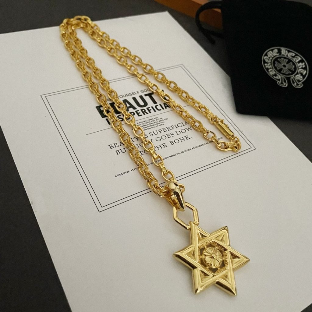 Chrome Hearts（クロム ハーツ） スーパーコピー  黄金色定番六芒星ペンダントネックレス