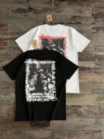 STUSSY(ステューシー)2024新作 コピー 芸能人 落書き写真プリント半袖Tシャツ