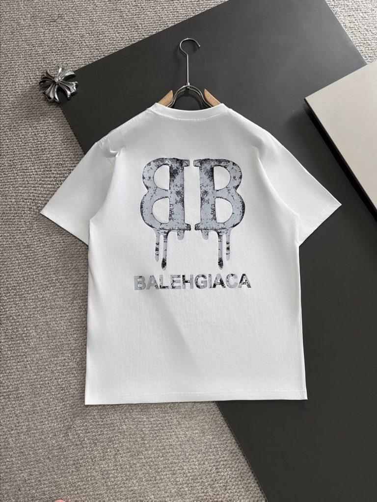 BALENCIAGA(バレンシアガ) コピー 260グラム高密度ロゴプリントカジュアル半袖