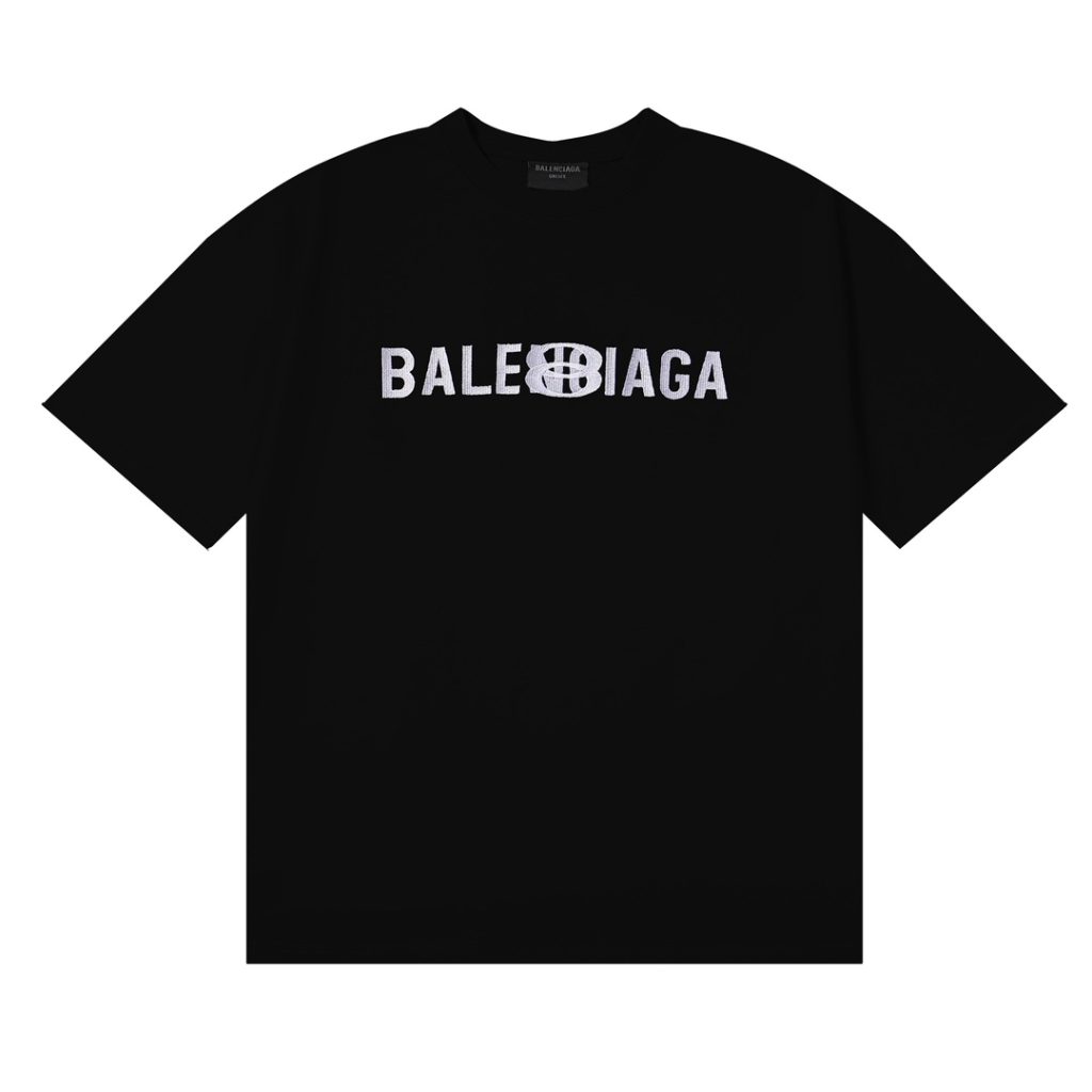 BALENCIAGA(バレンシアガ)  偽物 定番ロゴ刺繍カップルタイプラウンドネック半袖Tシャツ 通販