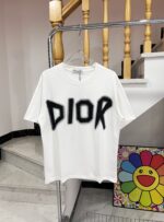 DIOR（ディオール） 偽物 アルファベットロゴプリントおしゃれカジュアルTシャツ