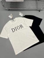 DIOR（ディオール） コピー アルファベットロゴ刺繍カジュアル半袖Tシャツ 通販