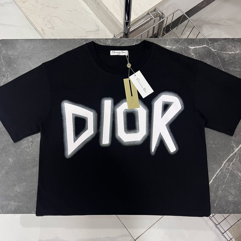 DIOR（ディオール） 偽物 アルファベットロゴプリントおしゃれカジュアルTシャツ
