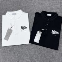 DIOR（ディオール） コピー ロゴアルファベットの落書きプリント長袖ポロシャツ