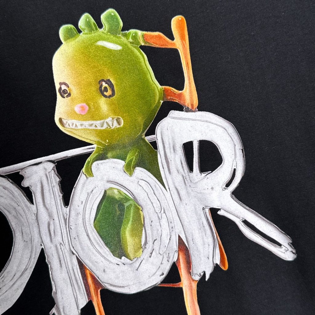 DIOR（ディオール）偽物  アルファベットロゴ漫画恐竜ペア半袖Tシャツ