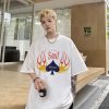 Saint Michael（セントマイケル） 偽物 炎スペード柄プリントオシャレカジュアルTシャツ 通販