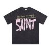 Saint Michael（セントマイケル）コピー 夏の新作ピンクロゴプリントカジュアル半袖Tシャツ 芸能人