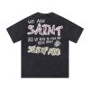 Saint Michael（セントマイケル）コピー 夏の新作ピンクロゴプリントカジュアル半袖Tシャツ 芸能人