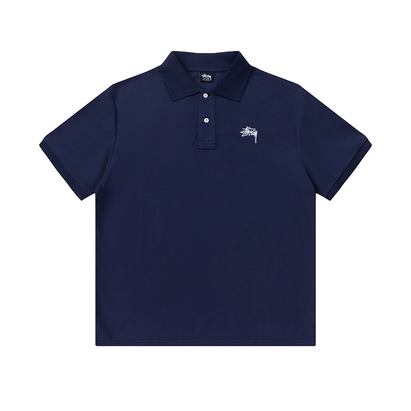 STUSSY(ステューシー) 偽物 定番ロゴ刺繍ポロシャツラペル半袖Tシャツ
