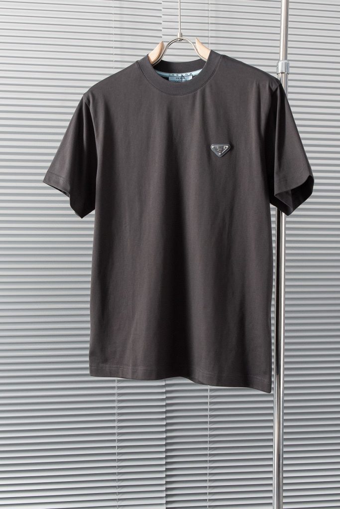 PRADA(プラダ )2024新作定番デザイン100%コットンラウンドネック半袖Tシャツ 