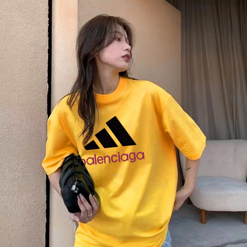BALENCIAGA(バレンシアガ)XADIDASスーパーコピー定番ロゴカップルモデル半袖Tシャツ 