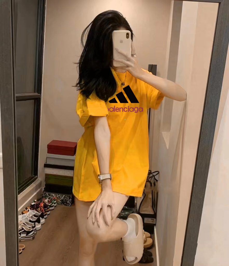 BALENCIAGA(バレンシアガ)XADIDASスーパーコピー定番ロゴカップルモデル半袖Tシャツ 