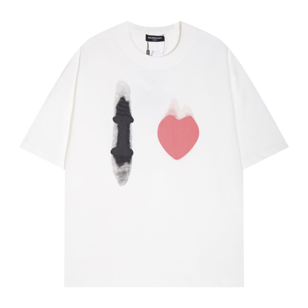 BALENCIAGA(バレンシアガ) コピー バレンタインデー限定愛プリントカップルモデル半袖Tシャツ
