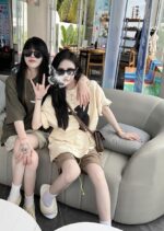 WELLDONE（ウェルダン)偽物踊るクマプリントカップルモデル半袖Tシャツ激安通販