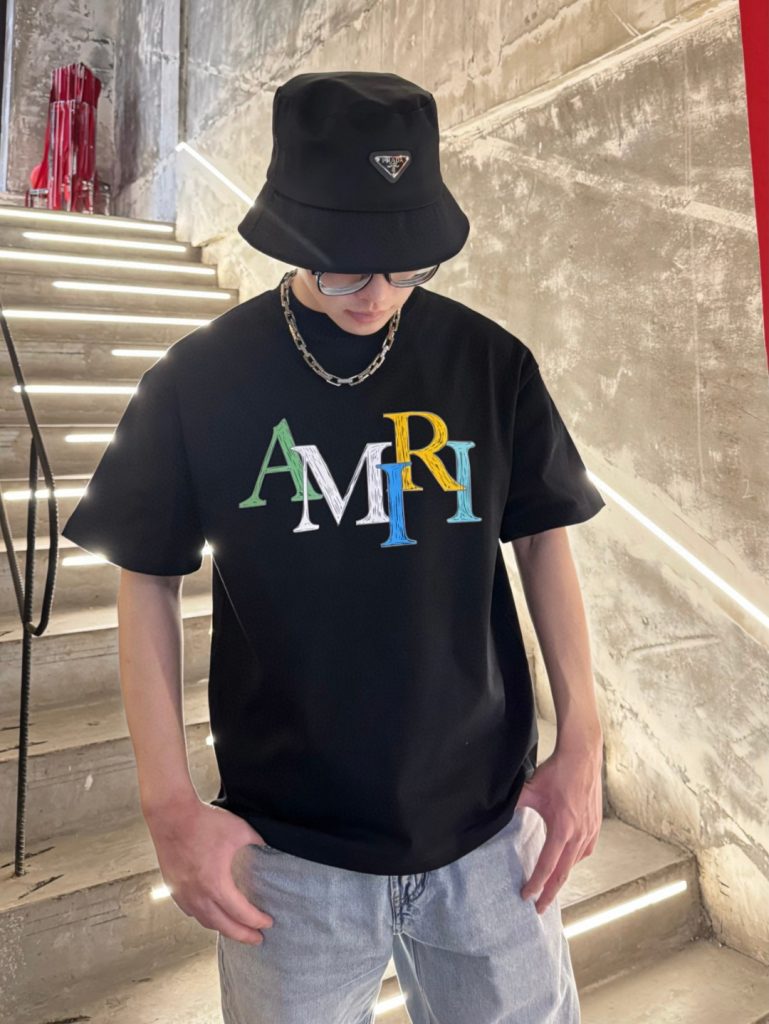 AMIRI（アミリ)2024春夏新作偽物ラウンドネック半袖Tシャツ純綿280g男女兼用